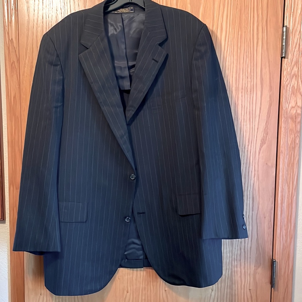 Brooks Brothers Traditional Classic Wool Charcoal pinstripe suit jacket